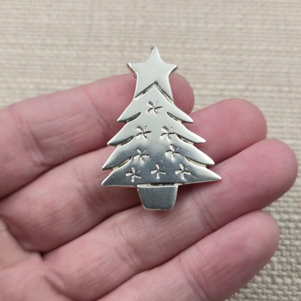 Sterling Silver Christmas Tree With Stars Pendant Pin Brooch A7038 - Picture 2 of 6
